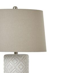 Hill Interiors Beaded Ceramic Table Lamp (UK Plug) in White - thumbnail 2