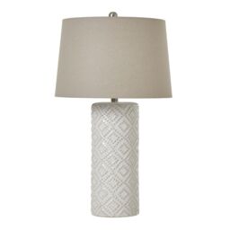 Hill Interiors Beaded Ceramic Table Lamp (UK Plug) in White