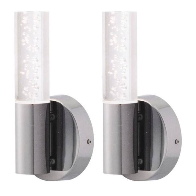 EONLION 2 Modern Chrome LED Bathroom Wall Lights IP44 Low Energy Lighting in Clear - image 1