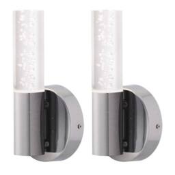 EONLION 2 Modern Chrome LED Bathroom Wall Lights IP44 Low Energy Lighting in Clear