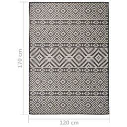 Berkfield Home Outdoor Flatweave Rug 120x170 cm Black Stripes - Size: Medium - thumbnail 6