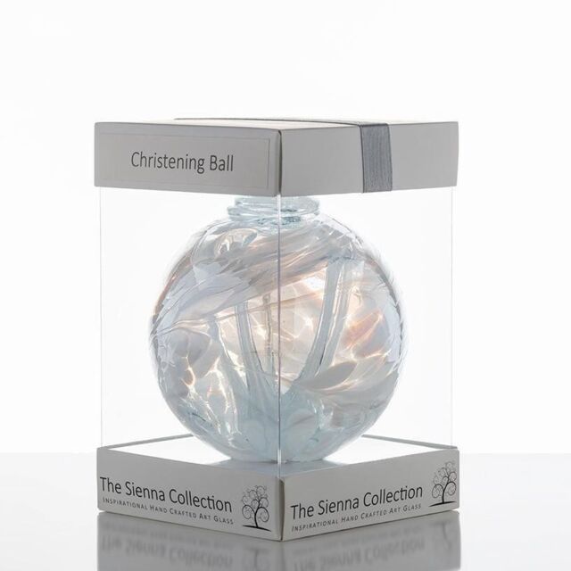 Sienna Glass White Christening 10cm Spirit Ball - image 1