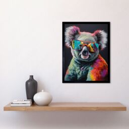 "Artery8 Wall Art Print Koala Bear with Sunglasses Modern Multicoloured Art Framed - Size: W12"" x H16""" - thumbnail 2