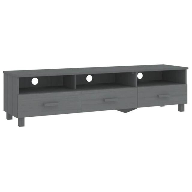 Berkfield Home TV Cabinet HAMAR Dark Grey 158x40x40 cm Solid Wood Pine - Size: 158 x 40 x 40 cm - image 1