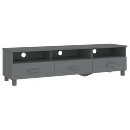 Berkfield Home TV Cabinet HAMAR Dark Grey 158x40x40 cm Solid Wood Pine - Size: 158 x 40 x 40 cm