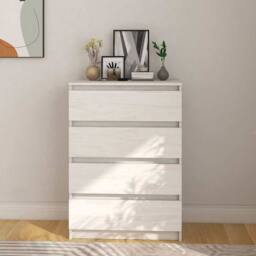 Berkfield Home Side Cabinet White 60x36x84 cm Solid Pinewood - Size: 60 x 36 x 84 cm - thumbnail 2