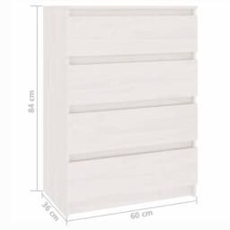 Berkfield Home Side Cabinet White 60x36x84 cm Solid Pinewood - Size: 60 x 36 x 84 cm - thumbnail 8
