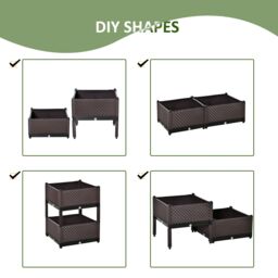 OUTSUNNY 2-Piece Raised Garden Bed Planter Box for Flowers, Vegetables, Herbs in Brown - thumbnail 6