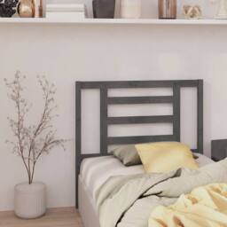 Berkfield Home Beautiful Bed Headboard Grey 96x4x100 cm Solid Wood Pine - Size: 96 x 4 x 100 cm - thumbnail 4