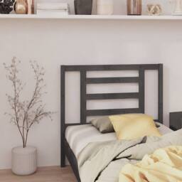 Berkfield Home Beautiful Bed Headboard Grey 96x4x100 cm Solid Wood Pine - Size: 96 x 4 x 100 cm - thumbnail 2