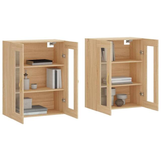 Berkfield Home Wall Mounted Cabinets 2 pcs Sonoma Oak Engineered Wood in Light Tan - image 1