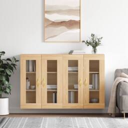 Berkfield Home Wall Mounted Cabinets 2 pcs Sonoma Oak Engineered Wood in Light Tan - thumbnail 2