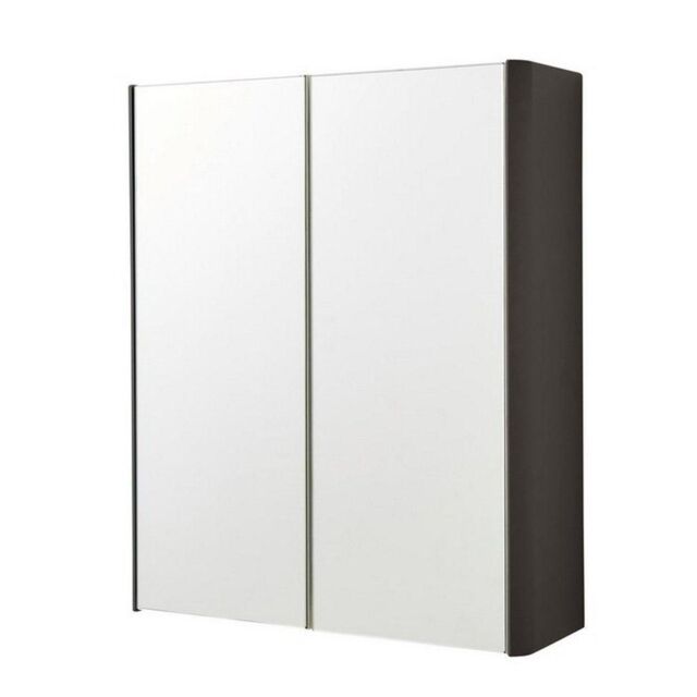 Clifton Matt Graphite 2-Door Mirror Bathroom Cabinet 60cm H x 500mm W in Dark Grey - image 1