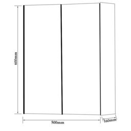 Clifton Matt Graphite 2-Door Mirror Bathroom Cabinet 60cm H x 500mm W in Dark Grey - thumbnail 3