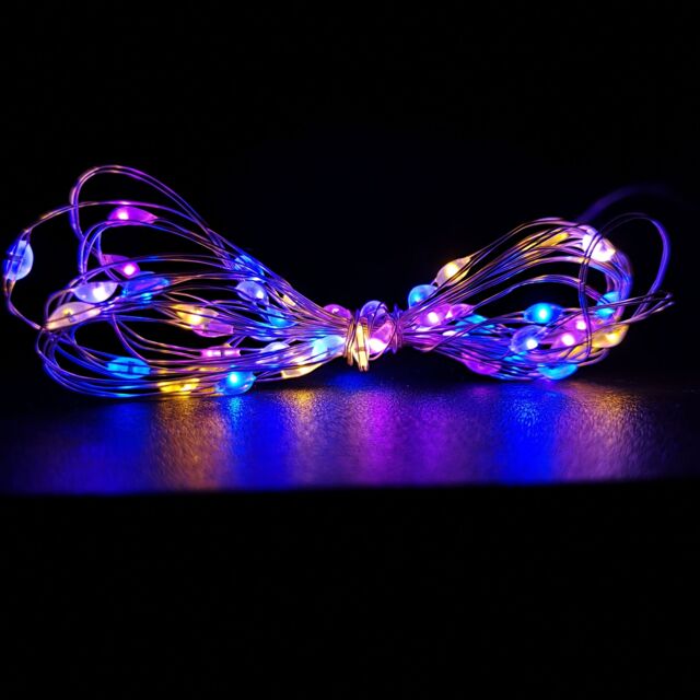 Samuel Alexander 50 LED 2.5m Premier MicroBrights Indoor Outdoor Christmas Multi Function Battery Operated Lights with Timer on Pin Wire in Rainbow - image 1