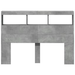 Berkfield Home Headboard Cabinet with LED Concrete Grey 140x17x102 cm - Size: 140 x 17 x 102 cm - thumbnail 6