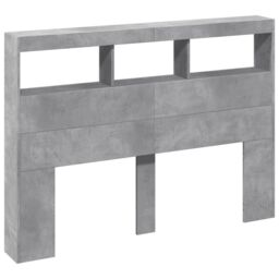 Berkfield Home Headboard Cabinet with LED Concrete Grey 140x17x102 cm - Size: 140 x 17 x 102 cm - thumbnail 3