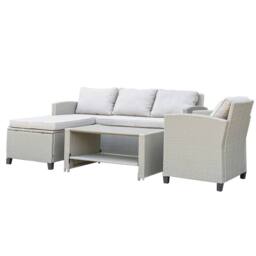 Home Source Trapani 4 Piece Garden Patio Furniture Set Corner Sofa Table Chair in Grey - thumbnail 6