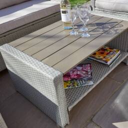 Home Source Trapani 4 Piece Garden Patio Furniture Set Corner Sofa Table Chair in Grey - thumbnail 4