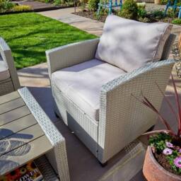 Home Source Trapani 4 Piece Garden Patio Furniture Set Corner Sofa Table Chair in Grey - thumbnail 8