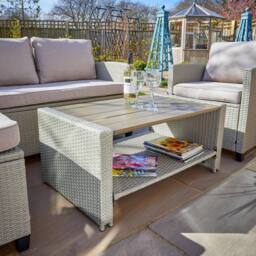 Home Source Trapani 4 Piece Garden Patio Furniture Set Corner Sofa Table Chair in Grey - thumbnail 9