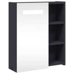 Berkfield Home Bathroom Mirror Cabinet with LED Light Grey 45x13x52 cm - Size: 45 x 13 x 52 cm - thumbnail 2