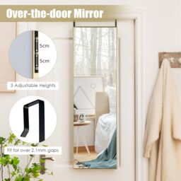 Costway 2 IN1 Full Length Mirror Over the Door Dressing Mirror Hanging Wall Mounted Mirror in Gold - thumbnail 5