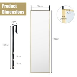 Costway 2 IN1 Full Length Mirror Over the Door Dressing Mirror Hanging Wall Mounted Mirror in Gold - thumbnail 2
