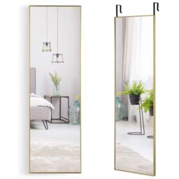 Costway 2 IN1 Full Length Mirror Over the Door Dressing Mirror Hanging Wall Mounted Mirror in Gold - thumbnail 1