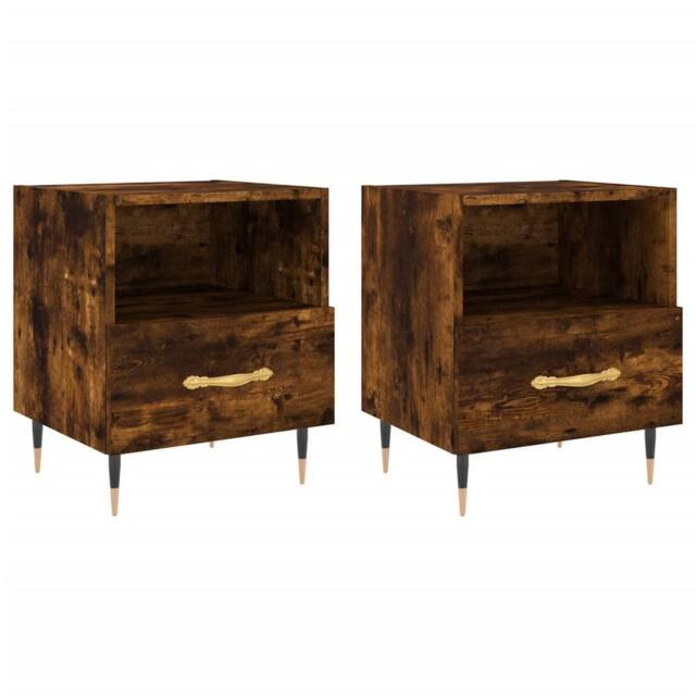 Berkfield Home Bedside Cabinets 2 pcs Smoked Oak 40x35x47.5 cm Engineered Wood in Brown - image 1