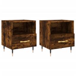 Berkfield Home Bedside Cabinets 2 pcs Smoked Oak 40x35x47.5 cm Engineered Wood in Brown - thumbnail 1