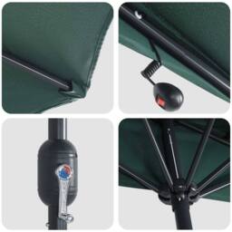 Berkfield Home Half Garden Parasol with Aluminium Pole - Green, 294 cm in Green - thumbnail 8