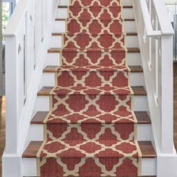 runrug Stair Runner Carpet - Durable, Non-Slip, 7mm - 'Trellis' in Red - Size: 80 cm x 720 cm - thumbnail 1