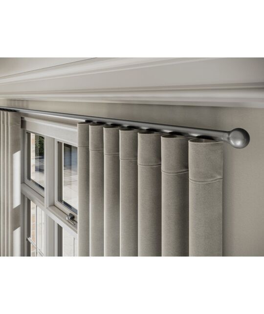 New Edge Blinds 28mm Styleline Gliding Curtain Pole Set with Ball End - Silver - Size: 135 cm - image 1