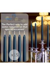 Deco Express Candles Set Classic Dripless Tapered Metallic Unscented 8 Hours Décor in Navy - Size: 15 Pack - thumbnail 5