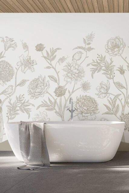 Origin Murals Jacobean Rose Trail Wall Mural in Natural - Size: W350 cm x H280 cm - image 1