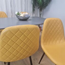 KOSY KOALA Modern Rectangle Dark Grey Dining Table Set With 4 Mustard Chairs Dining Room Furniture in Brown - thumbnail 4