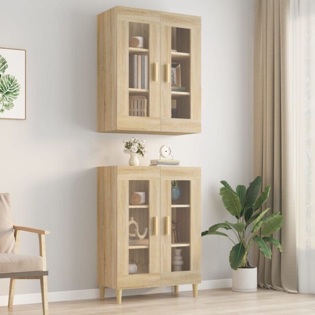 Berkfield Home Hanging Wall Cabinet Sonoma Oak 69.5x34x90 cm in Brown - image 1