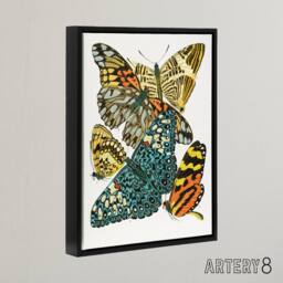 "Artery8 Vintage Butterflies Blue Yellow Framed Canvas Wall Art Print Seguy - Size: W24"" x H32""" - thumbnail 2
