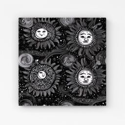 Warren Reed - Designer Moon & Sun White Black Canvas - Size: w10 inch x h10 inch - thumbnail 1