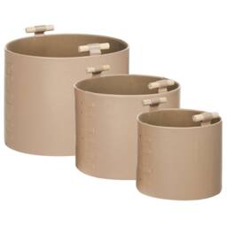 Wyld and Coco 3-Piece Beige Faux Leather Storage Baskets with Handles - thumbnail 2
