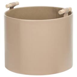 Wyld and Coco 3-Piece Beige Faux Leather Storage Baskets with Handles - thumbnail 7