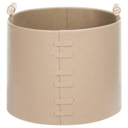 Wyld and Coco 3-Piece Beige Faux Leather Storage Baskets with Handles - thumbnail 6