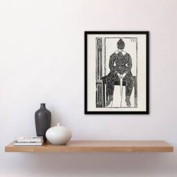 Artery8 Samuel J De Mesquita Framed Wall Art Print Harlequin Clown Portrait in White - Size: A4 - thumbnail 2