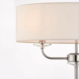 Loops 1.5m Twin Floor Lamp Bright Nickel Shade 2 Bulb Standing Living Room Light Base in Metallics - thumbnail 4