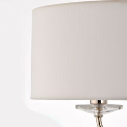 Loops 1.5m Twin Floor Lamp Bright Nickel Shade 2 Bulb Standing Living Room Light Base in Metallics - thumbnail 3