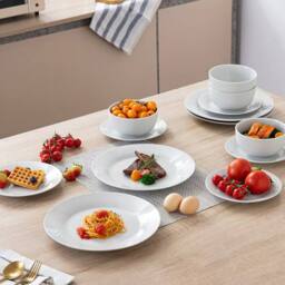 simpa Timeless White Porcelain Dinner Set - Size: 16 Pack - thumbnail 5