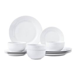 simpa Timeless White Porcelain Dinner Set - Size: 16 Pack