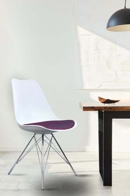 Fusion Living Soho Plastic Dining Chair with Chrome Metal Legs in Aubergine - image 1
