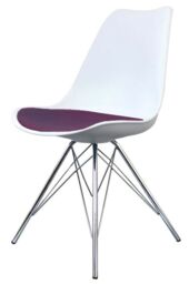 Fusion Living Soho Plastic Dining Chair with Chrome Metal Legs in Aubergine - thumbnail 2